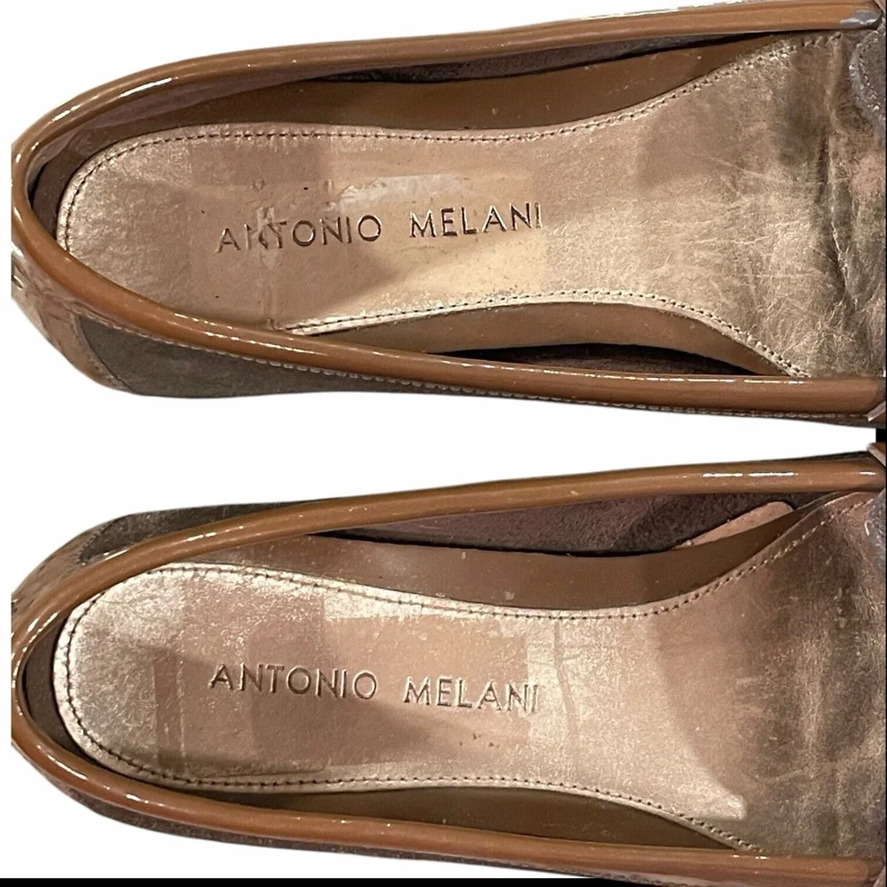 Antonio Melani Womens 6M Loafers Moccasin Two Tone Patent Suede Leather Slip On